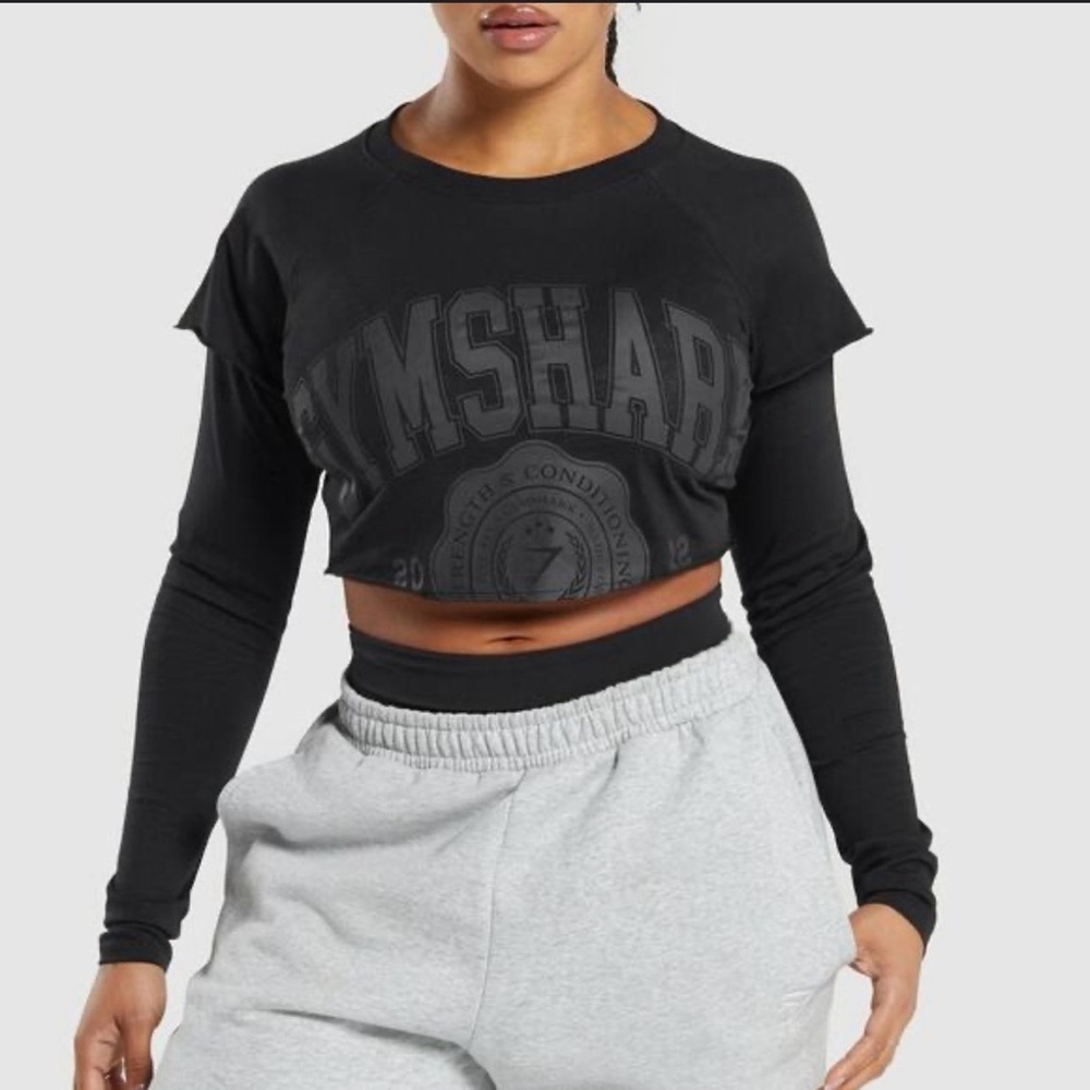 Gymshark Black Long Sleeve Crop Top